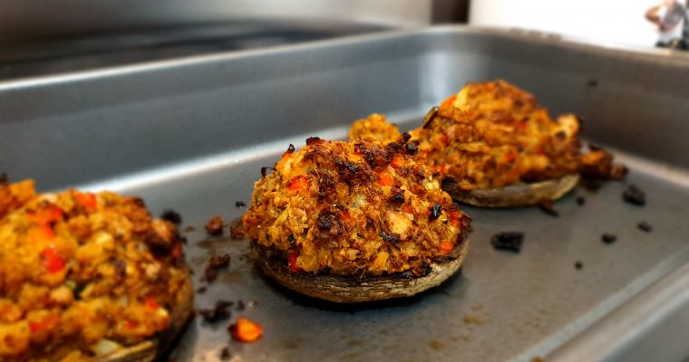 VEGETARIAN SAUSAGE STUFFED MUSHROOMS