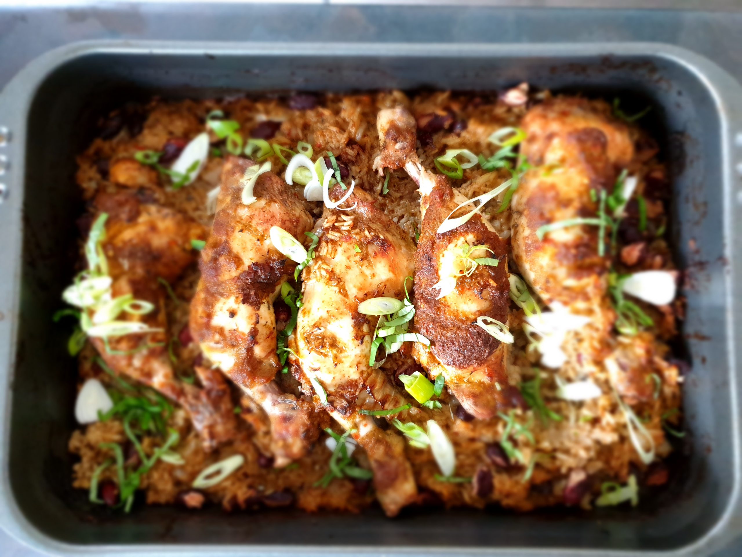 TRAY BAKE JERK CHICKEN AND RICE