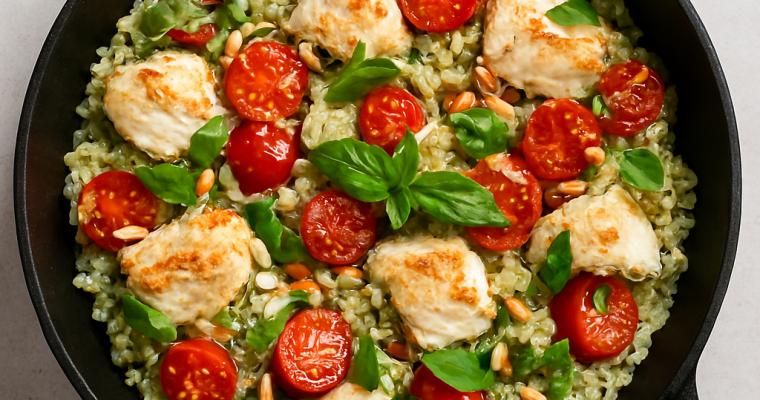 Creamy White Fish Risotto with Tomatoes and Basil