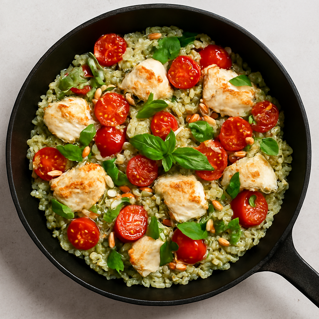 Creamy White Fish Risotto with Tomatoes and Basil