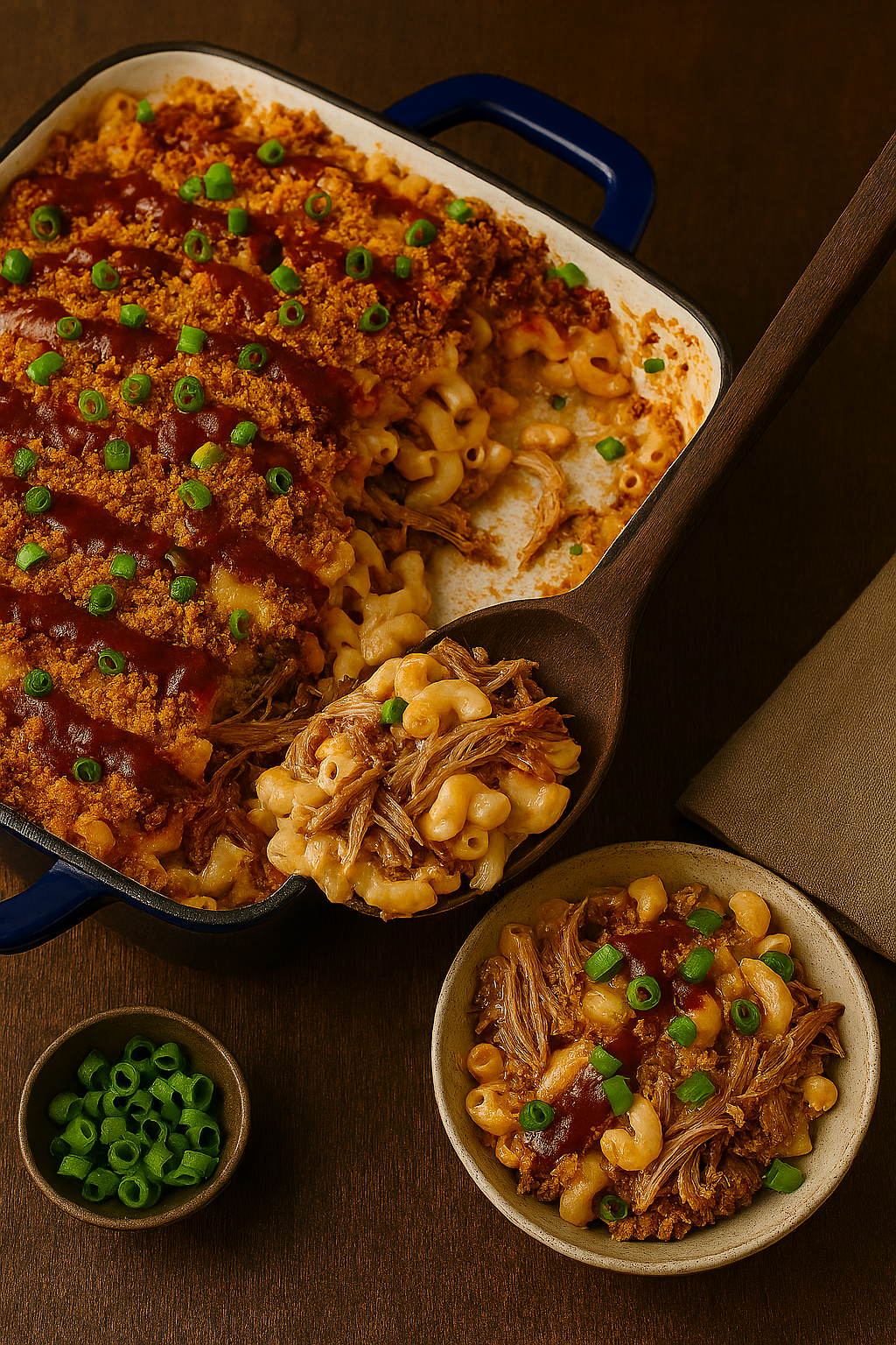 Ultimate Loaded Pulled Pork Mac ’n’ Cheese Bake